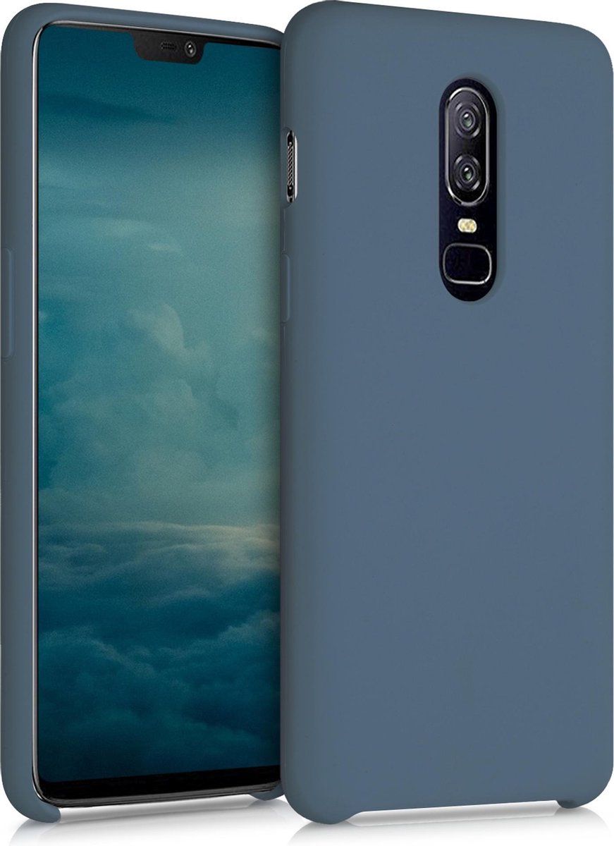 kwmobile telefoonhoesje voor OnePlus 6 - Hoesje met siliconen coating - Smartphone case in leigrijs