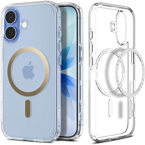 Spigen Ultra Hybrid MagFit Hoesje Geschikt voor Apple iPhone 17 - Compatibel met MagSafe - Back Cover Transparant Goud