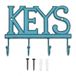 Comfify Sleutelhouder "Keys" - Aan de wand gemonteerde Westerse Sleutelhouder | 4 Sleutelhangers |Decoratief Gietijzeren Sleutelrek| met Schroeven en Ankers - 6x8"- Ca-1506-04 Rustiek Blauw