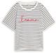 Tom Tailor T-shirt met opschrift - Maat XXL - navy offwhite stripe