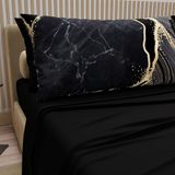 PETTI Artigiani Italiani - Katoenen beddengoed met kussenslopen met digitale print, beddengoed voor Frans bed, zwart, 100% Made in Italy