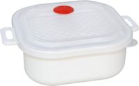 Gerimport Magnetronschaal met deksel/ventiel - 1.7 liter - kunststof - opwarm pot - 18,5 x 18,5 cm