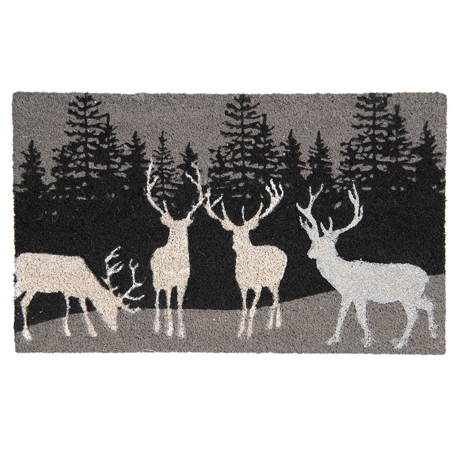 Clayre & Eef Deurmat Binnen 75x45x1 cm Grijs Kokosvezel / Rubber