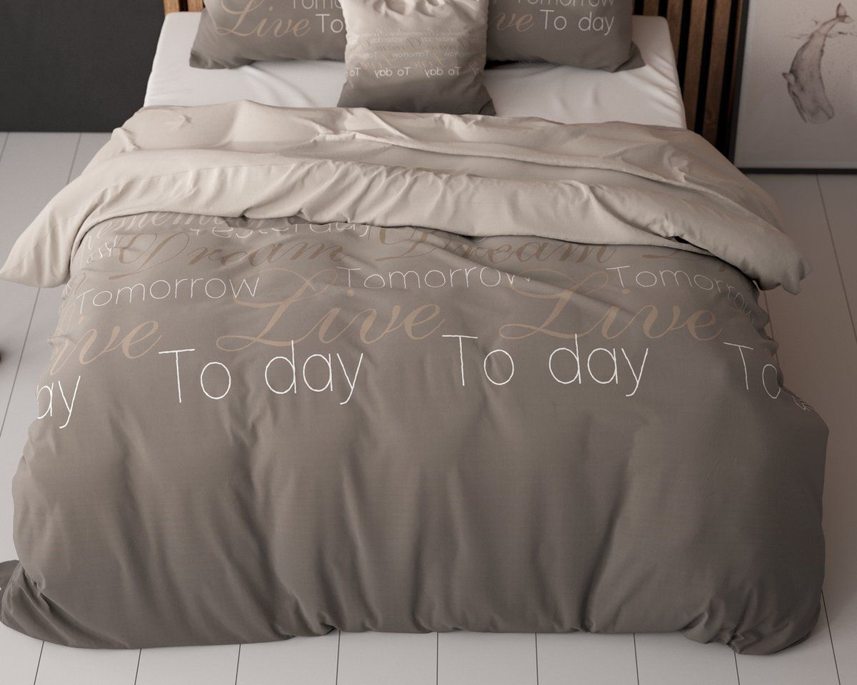 Sleeptime Live Today Dekbedovertrek 2 persoons - 200x220 cm - Taupe
