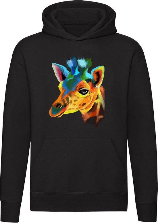 Zwarte Unisex Giraf Hoodie - 2XL - Katoen