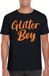 Bellatio Decorations Verkleed T-shirt voor heren - glitter boy - zwart - oranje glitter - carnaval M
