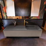 Mondiaz ERIN 150cm badmeubelset onderkast Smoke 1 lade Wastafel RIDGE Dark grey 1 kraangat ERIN11683