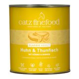 catz finefood N° 25 kip & Thunvis fijnkost kattenvoer nat en verfijnd met pompoen en rozenbot, 6 x 800 g blikken