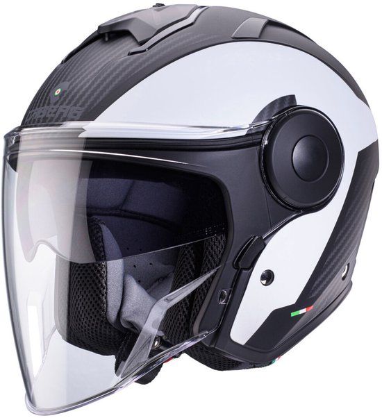 Caberg Soho Milano Mat Zwart Wit Jethelm - Helm