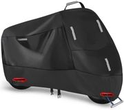 300D Waterdichte Motorhoes Buiten, Motorfietshoezen Regen UV Stofbescherming met 5 Reflecterende Strips en 2 Slotgaten, 1 Handgreep en 1 Opbergtas voor Motor Scooter Bromfiets (4XL: 290x95x140 cm)
