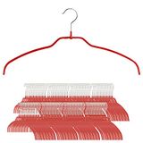 MAWA Reston Lloyd Silhouette Ultradunne serie, antislip, ruimtebesparende shirthanger, stijl 42/FT, rood, gelegeerd staal, pvc, kunststof, verchroomd, 180 stuks