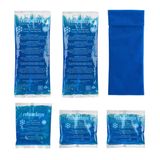 Relaxdays coldpack - set van 5 - met hoes - herbruikbaar - magnetronbestendig - gelpacks - blauw