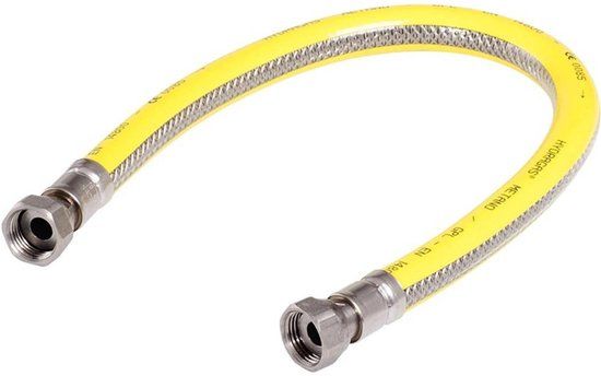Merkloos Gasslang Super Flexibel Universeel M24 Binnendraad 1.25 Meter Zilver Kunststof 30 mbar