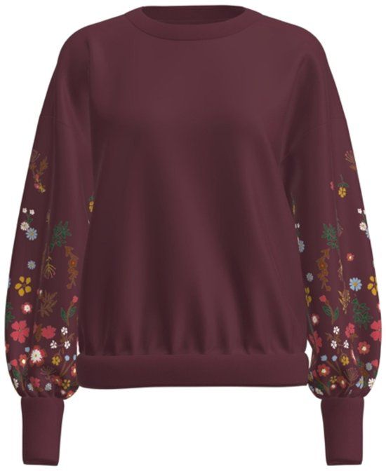 Only Trui Onlbrooke L/s O-neck Flower Swt Noo - Windsor Wine - M