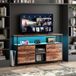 Buffet de rangement 108cm - MDF, commode avec 4 tiroirs, armoire de cuisine buffet meuble de rangement - 2 cloisons, structure en métal noir - marron