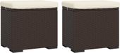 vidaXL Hockers met kussens 2 st 40x30x40 cm poly rattan bruin