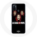Maniacase Etui voor Oppo A53 La casa de papel Masker en Logo