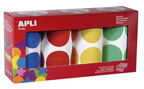 Desconocido Apli Kids ronde kleurstickers, 4 rollen 45 mm geel, blauw, rood en groen