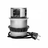 Orno OR-AE-1341(GS) Inbouw Contactdoosstrook 4-Voudig - 3680W, Ø10cm - Klaar Voor Aansluiting Met 1,5m Schuko Kabel Lengte