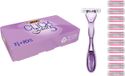 Bic Click 5 Soleil navulbaar damesscheermes, 40% gerecycled plastic handvat met rubberen grip, 10 x 3-mesvullingen, smeerstrip - bundel van 1+10, paars
