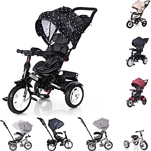 Lorelli Tricycle Neo 4-in-1 luchtbanden, schuifstang, zitting draaibaar, verstelbaar, kleur: zwart