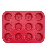 Decora Rode Muffinvorm met 12 gaten - Kerst Sneeuwvlokken