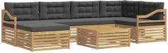 vidaXL Ensemble de salon d'angle 7 pièces bois d'acacia blanc et anthracite avec table
