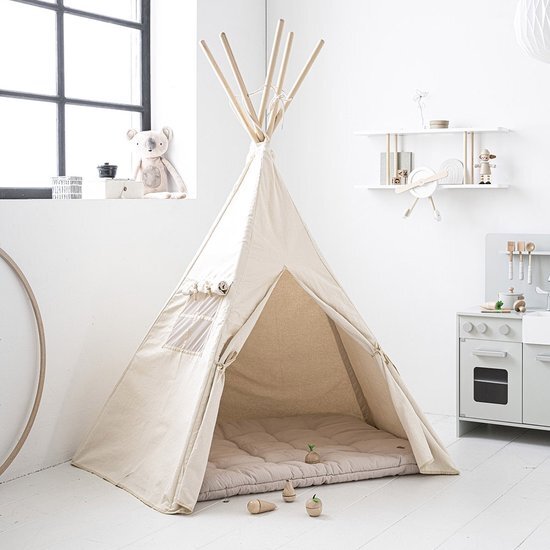 Petite Amelie Petite Amélie Tipi Tent Kinderen - Speeltent - H:1.6m ?:1.3m - Gebroken wit