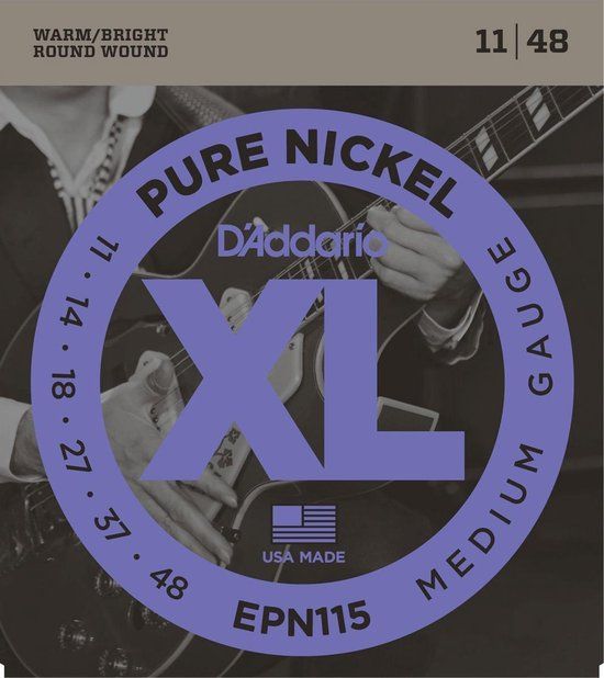 D'Addario EPN115 11-48 Pure Nickel Jazz Rock Electric Guitar Strings