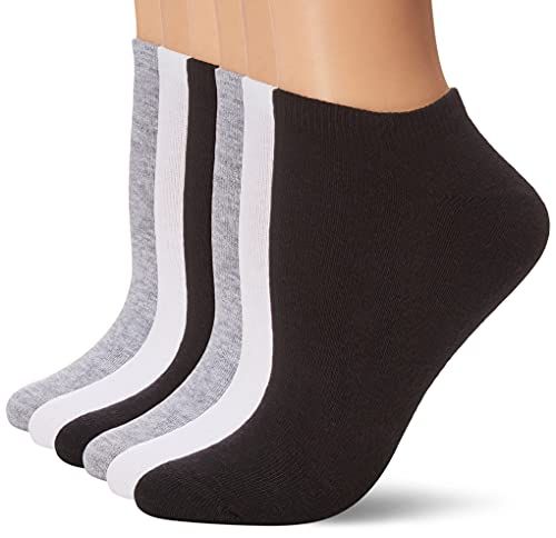 HUE Women's Socks (Pack of 6), Asst. #6 (Graphite Heather/White/Black), One Size
