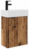 Meuble de salle de bain bois vieilli avec robinet 45,5 x 22,5 x 84 cm
