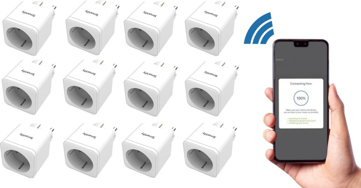 Smartify SMARTIFY® Smart Plug - 12 stuks - Slimme Stekker - Google Home (Google Assistant) - TIJDSCHAKELAAR & ENERGIEMETER Via Mobiele Applicatie - Amazon Alexa & IFTTT Compatible- Smart Home