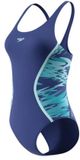 Speedo Hyperboom Splice Muscleb 1P Dames - Chloorbestendig Sportbadpak Dames - Kleurvast Badpak Dames - Zwempak Dames met Muscleback - Blauw/Blauw - 36