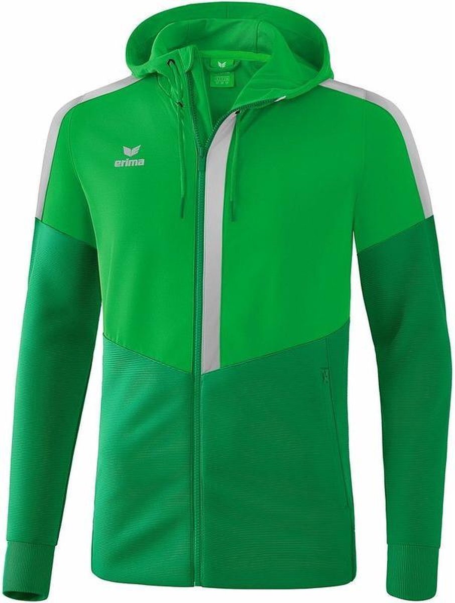 Erima Squad Trainingsjack Met Capuchon Fern Green-Smaragd-Zilver Grijs Maat L