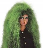 Rommelige Fiestas Guirca Heksenpruik Groen Zwart Kunsthaar Volwassenen Halloween Kostuum Accessoire