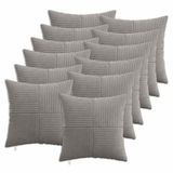 vidaXL - Kussensloop - 12 stuks - ALMELO - Lichtgrijs - 45 x 45 cm - corduroy