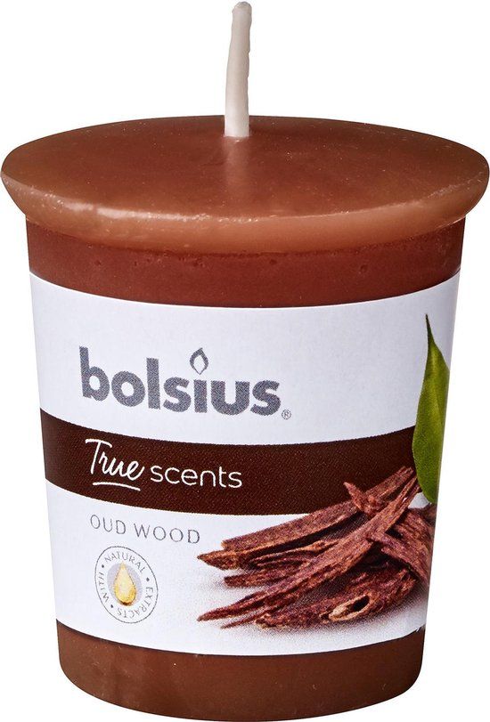 Bolsius True Scents Votive - Oud Wood - 4.5cm - Brown