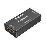 PremiumCord 4K HDMI-repeater tot 40m, HDMI 2.0, metalen behuizing, externe AUX-voeding, 4K x 2K videoresolutie 2160p UHD @ 60Hz, Full HD 1080p, 3D, HDCP, kleur: zwart