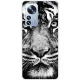 Xiaomi Bedrukt siliconen hoesje compatibel met Xiaomi Mi 12 Pro Tigre blanc et noir
