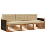 vidaXL - Buiten - bank - set - 3 - st - Natuurlijk - en - Beige - Polyester