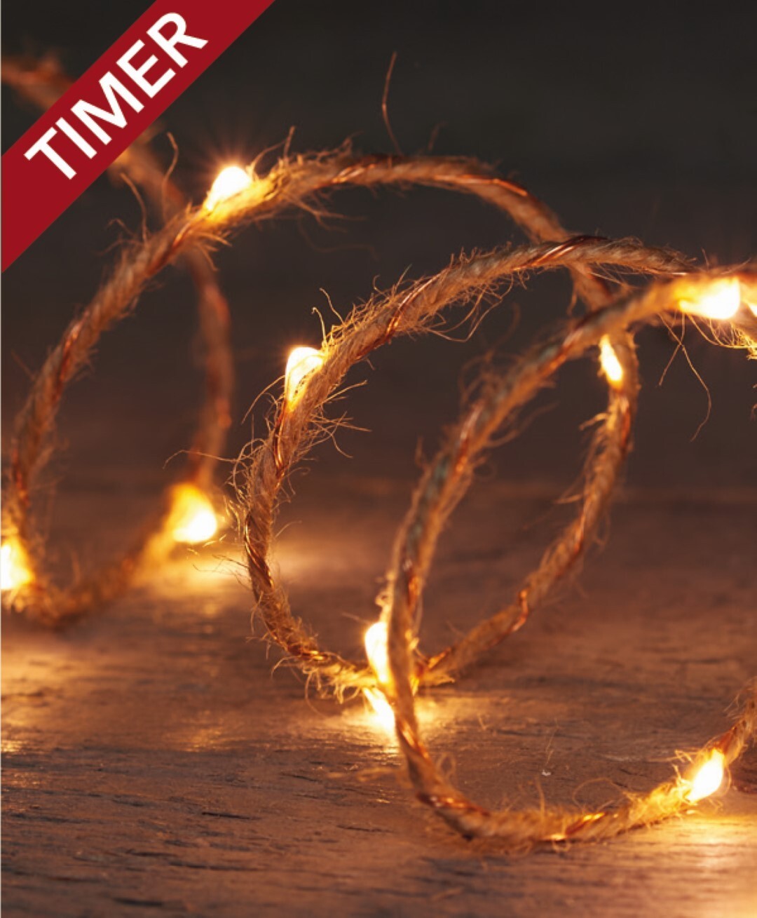 Anna's Collection Batterijverlichting jute 40 LED s met timer