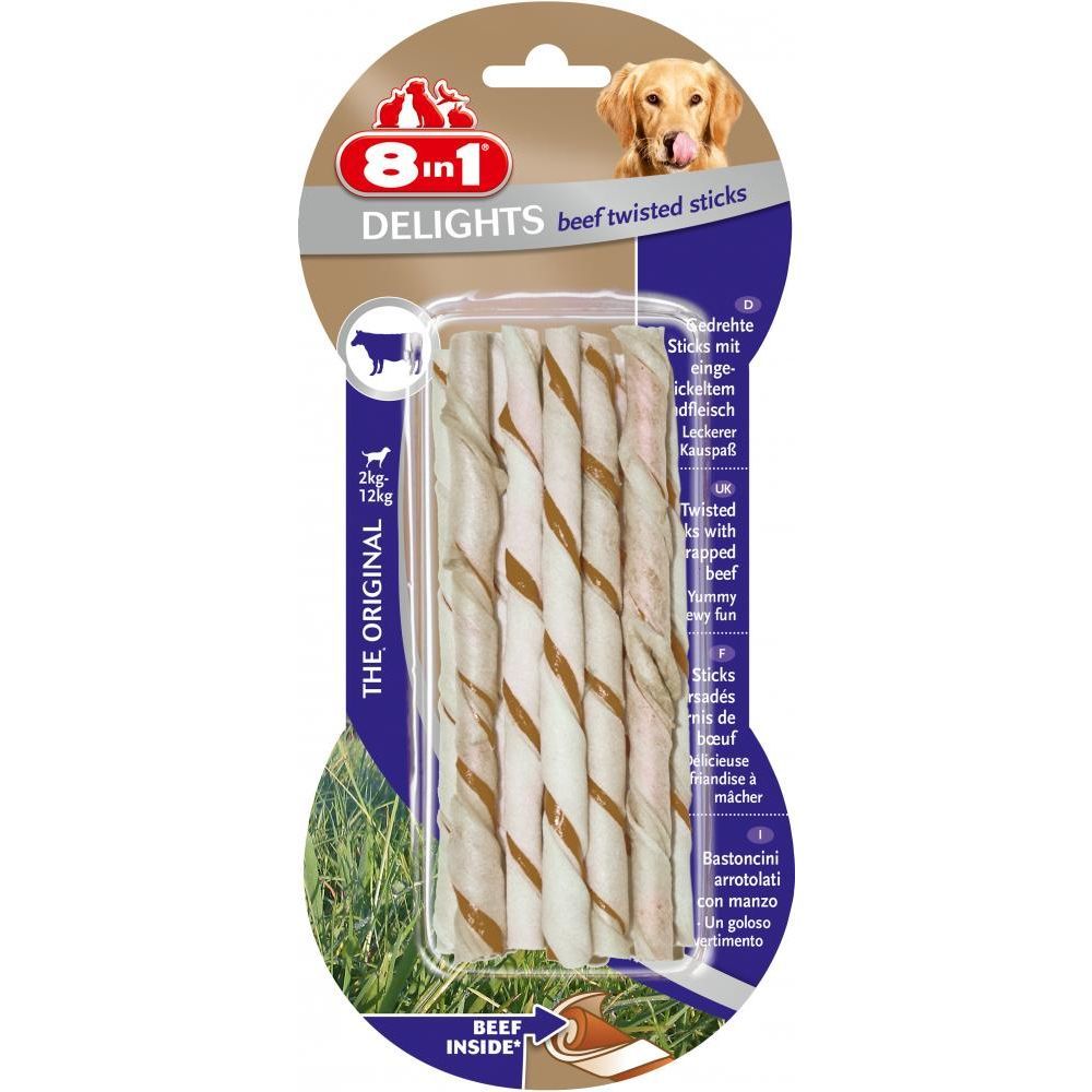 8in1 Delights Beef Twisted Sticks 35 stuks