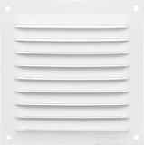 AMIG Ventilatierooster/muurrooster - 100 x 100mm - aluminium - wit - schoepenrooster