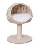 Dehner Favoriete krabpaal Boris, robuuste kattenboom, klimboom voor katten, ca. 43 x 62 x 43 cm, pluche/spaanplaat/sisal/rotan, beige/wit