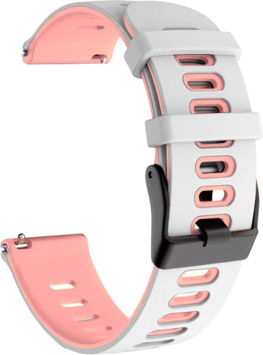 Intercella Siliconen bandje - geschikt voor Garmin Venu/Venu 2 Plus/Venu SQ/SQ 2/Vivomove/3/Style/Vivoactive 3/Forerunner 55/245/645 - wit-roze
