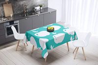Bonamaison Tafelkleed, Anti-Mold, Sneldrogend, Waterdicht, 100% Polyester Tafellaken, Turkoois, wit, 140 x 140 Cm