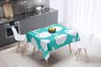Bonamaison Tafelkleed, Anti-Mold, Sneldrogend, Waterdicht, 100% Polyester Tafellaken, Turkoois, wit, 140 x 140 Cm