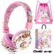 Merkloos Kinderhoofdtelefoon - Draadloos Bluetooth 5.3 - Opvouwbaar - Roze met eenhoorn