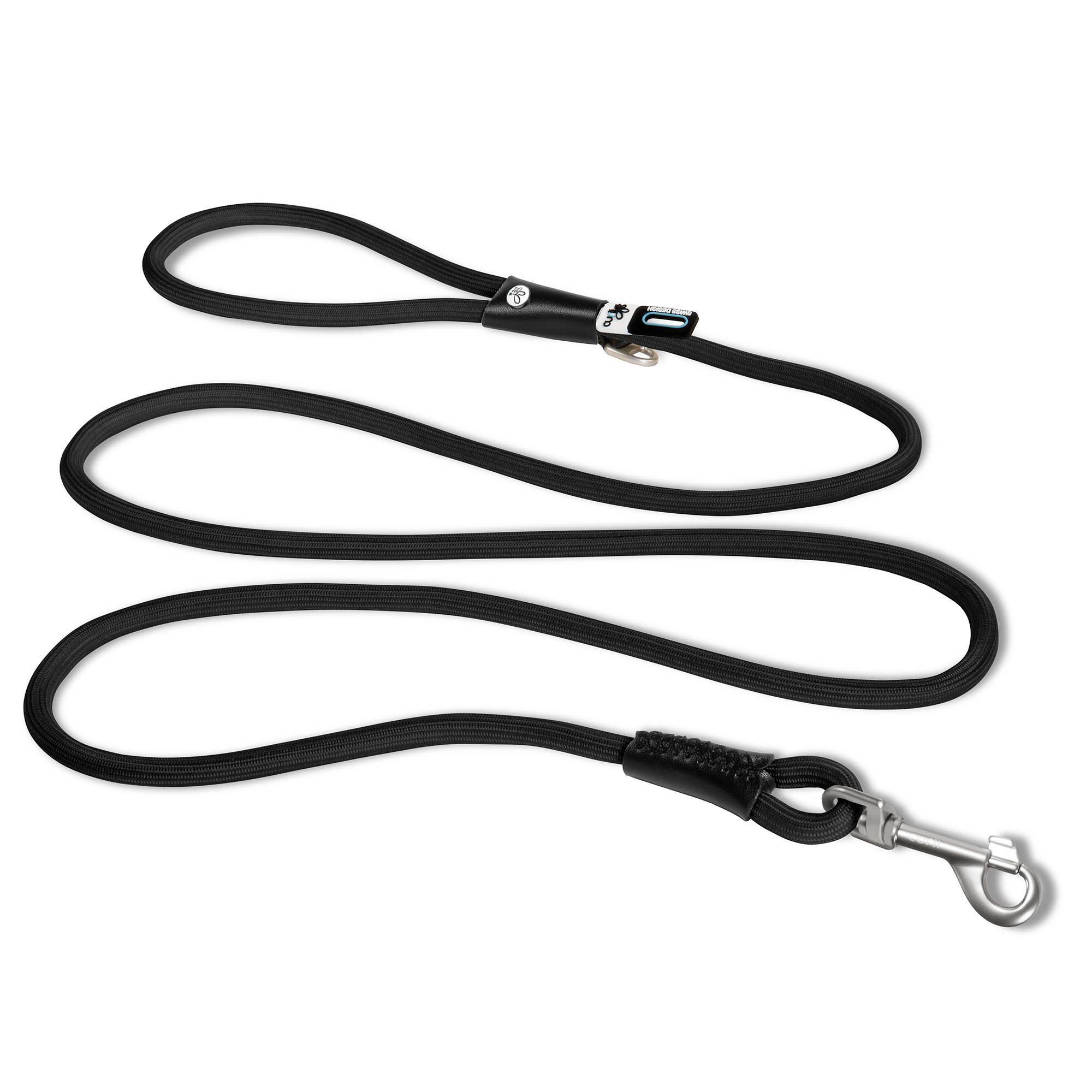 Curli Stretch Comfort Leash - Zwart - 180 cm - Nylon - Maat M