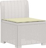 vidaXL Tuinbank 1-zits met kussen, rotan look, metaal, wit
